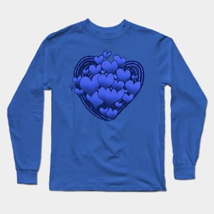 Purple Hearts Patterned Swirl Heart Long Sleeve T-Shirt